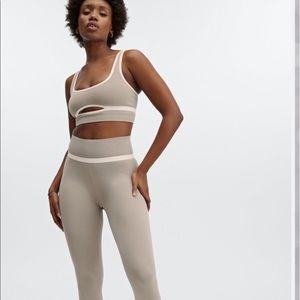 NWT Fabletics Sculpt Knit Cut Out High Waisted Two Piece Set in Smoke Opal
